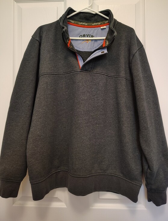 Orvis Other - Orvis Men's Charcoal 1/4 Zip Pullover Sweatshirt Snap Collar Mock Neck XL